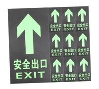 FIXOSHEE 10pcs Glow Dark PVC Safety Exit Sign Stickers Reflective Fire Exit Decals with Directional Arrow Visible in Darkness for Shopping Mall and Emergency Way Indication