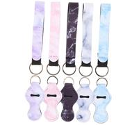 FIXOSHEE 10pcs Marble Neoprene Lip Balm Keychain Holder Bulk Lightweight Stylish Gift Accessory for Women Girlfriends Moms Portable Lipstick Pocket Organizer