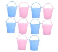 FIXOSHEE 10Pcs Miniature Plastic Buckets with Handle Small Colored Dollhouse Furniture Buckets for Classroom Crafts Party Favors Realistic for Dollhouse Scenes