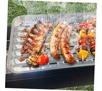 FIXOSHEE 10Pcs Perforated Foil Pans Grill Containers for BBQ Oven Air Fryer Multipurpose Roasting Fish Meat Cheese Rice for Outdoor Barbecue Picnic Wedding Party