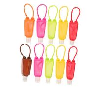 FIXOSHEE 10pcs Portable Silicone Bottle Protective Cases for Travel Reusable Liquid Soap Holders with Oval Dual-sided Design Fits Bottles and Easy to Carry for Handbags and Backpacks
