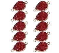FIXOSHEE 10pcs Red Water Drop Shaped Crystal Pendants for Necklace Making Delicate Double Hook Jewelry Supplies for DIY Crafts and Unique Charms