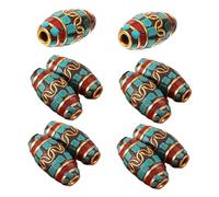 FIXOSHEE 10pcs Tibetan Copper Beads Vintage Style Handmade Nepalese Buddhist Craft Loose Beads for Jewelry Making Necklace Bracelet DIY Projects