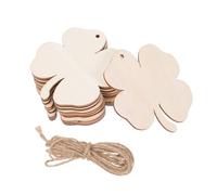 FIXOSHEE 10pcs Unfinished Wooden Four Leaf Clover Shapes with Jute Rope DIY Craft St Patrick's Day Decorations Lucky Leaf Cutouts for Home Decor Party Favors