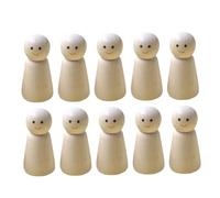 FIXOSHEE 10pcs Unfinished Wooden Peg Dolls for Painting DIY Craft Art Projects Smile Face Wooden Figures for Creative Fun and Event Engagement Decor