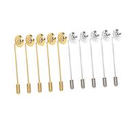 FIXOSHEE 10Pcs Zinc Alloy Brooch Base Pins for DIY Jewelry Making Durable Lapel Stick Accessories for Sewing Corsages and Crafts Trays Included