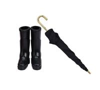 FIXOSHEE 12 Miniature Dollhouse Rain Boots and Umbrella Set, Mini Decor for Dollhouse Accessories, Travel Rain Shoe Decorations for Doll Play