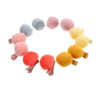 FIXOSHEE 12 Pcs Fluffy Pompom Hair Clips Plush Ball Fur Barrettes for Toddlers Girls Multi-color Cute Hair Accessories for Everyday Wear