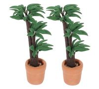 FIXOSHEE 12 Scale Miniature Dollhouse Potted Plants Green Brazilian Money Tree Bonsai with Greenery for Dollhouse Garden Accessories and Miniature Plant Decor