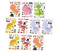 FIXOSHEE 12 Sheets DIY Dinosaur Sticker Decals Cartoon Dinosaur Figures for Party Decoration and Craft Making Lovely Jigsaw Stickers for Scrapbook and Wall Art