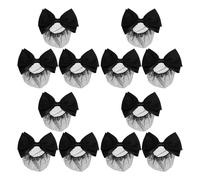 FIXOSHEE 12pcs Black Bowknot Hair Bun Nets with Elastic Mesh Snood, Professional Hairnet Clips for Bank, Nurse, Hotel Staff, and Office Use