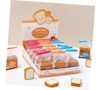 FIXOSHEE 12pcs Cartoon Toast Bread Erasers for Cute Decorative Pencil Erasers School Stationery for Students Study and Rewards