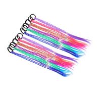 FIXOSHEE 12pcs Colored Braided Ponytail Extensions for Fluorescent Synthetic Hairpieces with Elastic Ties Easy Install Hair Braids for Dance Daily Wear and Creative Play