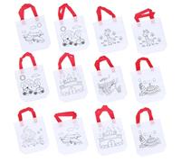 FIXOSHEE 12pcs Non-woven DIY Graffiti Tote Bags for Reusable Handbags for Drawing and Coloring Mixed Style Storage Bags for Creativity and Imagination Development Random Color