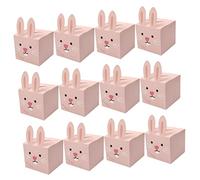 FIXOSHEE 12pcs Rabbit Shaped Candy Boxes Cute Cartoon Bunny Ear Paper Gift Wrapping Cases for Holiday Cookies Party Favors Multipurpose Small Lightweight Packaging