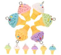 FIXOSHEE 12Pcs Resin Ice Cream Pendants DIY Bracelet Charms with Vivid Cartoon Design for Jewelry Making Necklace Keychain Craft Accessories