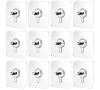 FIXOSHEE 12pcs Suction Cup Wall Hooks with Screws, Strong No-Drill Adhesive Hangers for Kitchen Bathroom Glass, Reusable Utility Hooks for Hanging Towels Pictures Frames