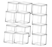 FIXOSHEE 12pcs Transparent Acrylic Boxes with Lids Multi-use Candy Storage Containers Boxes for Jewelry Wedding Party Crafts