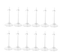 FIXOSHEE 12pcs Transparent Doll Support Stands for Display and Storage Stable Doll Holder Base for Dress-up and Make-believe Play Clear Display Rack to Keep Upright and Organized