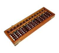 FIXOSHEE 13-column Wooden Chinese Abacus and Adults, Educational Math Counting Beads Tool for School and Early Learning, Brown Vintage Beads Arithmetic Calculator