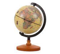 FIXOSHEE 14cm Retro Wooden Base Globe Ornament for Office Desk or Living Room Rotatable Vintage Globe Decoration for Home and Study