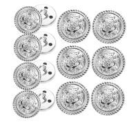 FIXOSHEE 14pcs Vintage Metal Coat Buttons Silver White Round Flat Sewing Blazer Replacement for Women Jackets Sweaters Knitwear Embellishments British Style