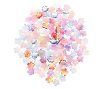FIXOSHEE 150pcs Gradient Cherry Blossom Glass Flower Petal Beads with Clear Transparent Spacer Caps for DIY Bracelets Jewelry Crafting Floral End Caps