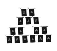 FIXOSHEE 15pcs Halloween Pirate Drawstring Bags Skull Print Candy Pouches Polyester Pirate Loot Bags for Party Favors Wedding Home Decor Storage