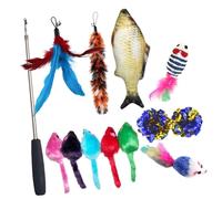 FIXOSHEE 15pcs Interactive Cat Toys Cat Teasers Ball Rods Sticks for Indoor Adults