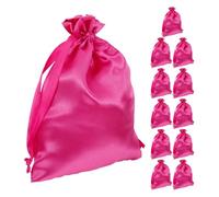 FIXOSHEE 16pcs Rosy Satin Drawstring Wig Bags 15x20cm - Small Hair Extension Storage Pouches for Travel, Parties, and Hairpiece Protection