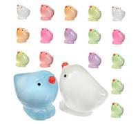 FIXOSHEE 18 Pcs Mini Resin Chickens Small Luminous Figurines Multi-color Tiny Chicken Decorations for DIY Craft Party Home Safe and Resin Animals