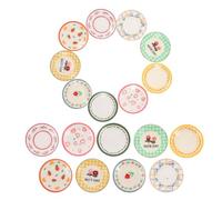 FIXOSHEE 18pcs Dollhouse Plates Miniature Kitchen Accessories Set Floral Edge Pattern, Tiny Food Trays for Pretend Play, Mixed Styles for Dollhouse Décor and DIY Scene Layout