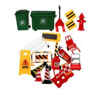 FIXOSHEE 19Pcs Miniature Traffic Barrier and Road Signs Set Micro Scene with Mini Road Cones and Traffic Barricade for Early Education