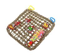 FIXOSHEE 1PC Handmade Parrot Hammock Mat Woven Climbing Net for Birds for Cockatiels Parakeets Parrots Natural Grass Design for Claw Grinding Play