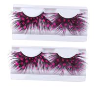 FIXOSHEE 2 Pairs Colorful False Eyelashes Pink Charming False Eyelash Deluxe Party Dance Costume for Ladies