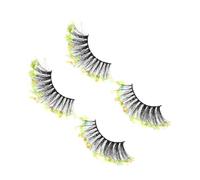 FIXOSHEE 2 Pairs Colorful Sequins False Eyelashes for Women Lightweight Handmade Eye Accessories with Vivid Shiny Design Comfortable Party and Daily Wear Extensions