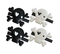 FIXOSHEE 2 Pairs Halloween Skeleton Hair Clips Gothic Skull Hair Accessories Punk Style Black and White for Women Halloween Costume