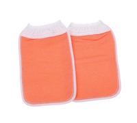 FIXOSHEE 2 Pcs Bath Mittens Exfoliating Gloves Thick Plant Fiber Body Scrubber Gloves for Shower Spa Dead Skin Removal, Coarse Grit Orange Suitable for Home Bathing