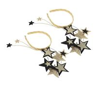 FIXOSHEE 2 Pcs Black Gold Glitter Star Headbands with Five-Pointed Star and Moon Design, Sparkle Hairbands for Birthday and New Year’S Eve Party Accessories