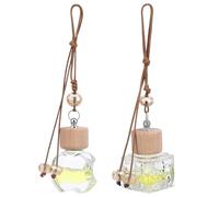 FIXOSHEE 2 Pcs Car Diffuser Bottles Glass Hanging Perfume Bottles with Crystal Round Caps, Empty Car Air Fresheners for Travel and Automotive Interior Use