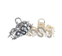 FIXOSHEE 2 Pcs Chinese Style Dragon Hair Clips Large Metal Jaw Claw Clips Nonslip Strong Grip Halfup Styling Accessories for Women Traditional Festival Hairpins