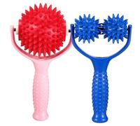 FIXOSHEE 2 Pcs Ergonomic Handheld Massage Roller Manual Back and Neck Massagers for Muscle Tension Relief Portable Body Massager with Dual and Single Ball Design for Shoulders Arms Legs