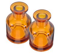 FIXOSHEE 2 Pcs Fireless Rattan Diffuser Bottle Jars DIY Aroma Diffuser Holders Reusable Fragrance Organic Essential Oils Aromatherapy Car Air Freshener Brown Glass