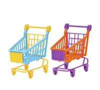 FIXOSHEE 2 Pcs Mini PVC Simulation Trolley for Dolls Storage Rack and Pretend Shopping Cart Educational Role Play for Fine Motor Skills and Creativity Random Color Random Color