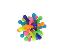 FIXOSHEE 2 Pcs Rainbow Chew Balls for Dogs Rubber Molar Toys Bell Sound Educational PET Cleaning Plaything for Small Dogs and Puppies