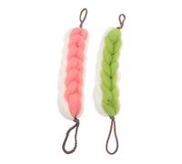 FIXOSHEE 2 Pieces Long Exfoliating Bath Towels Dual Color Stitching, Stretchable Body Scrubbing Towels for Shower and Skin Care, Green and Orange Set