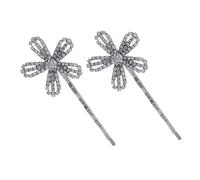 FIXOSHEE 2 Pieces Silver Rhinestone Flower Hair Clips Crystal Barrettes for Women Brides Weddings Daily Wear Hair Accessories