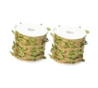 FIXOSHEE 2 Rolls DIY Artificial Leaf Rattan Rope Each Emulated Green Hemp Twine for Natural Touch Home Craft Wear-resistant and Tear-resistant Decorative Vine Garland for Wedding Party and