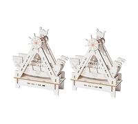 FIXOSHEE 2 Sets Building Kit Wooden Model DIY for Educational Science Experiment Brain Teaser Family Bonding Sailing Boat Figurine Beige Without Battery