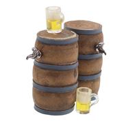 FIXOSHEE 2 Sets Miniature Beer Barrel and Mugs for Dollhouse Bar Furniture Decorations Realistic Vintage Style Mini Keg with Drinking Glasses Compact DIY Craft Props for Micro Landscape and